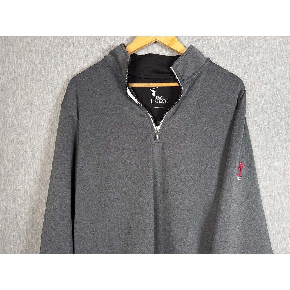 F&G Tech Mens Large Naperville Country Club Quarter Zip Pullover Charcoal Gray
